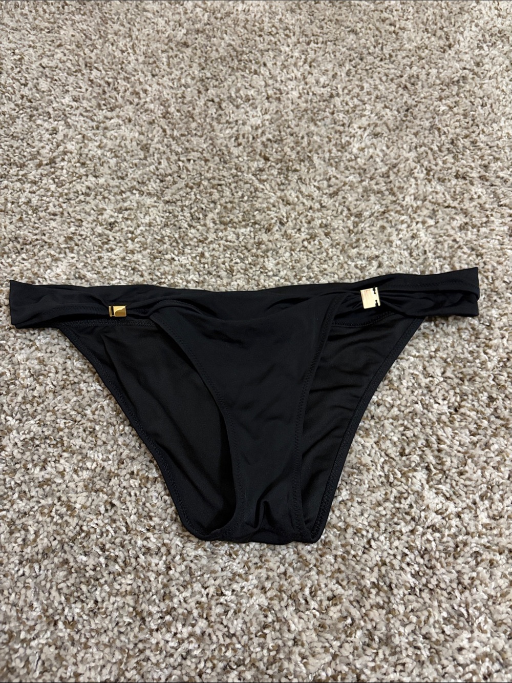 Victoria's Secret Black Bikini Bottom with Gold Hardware
